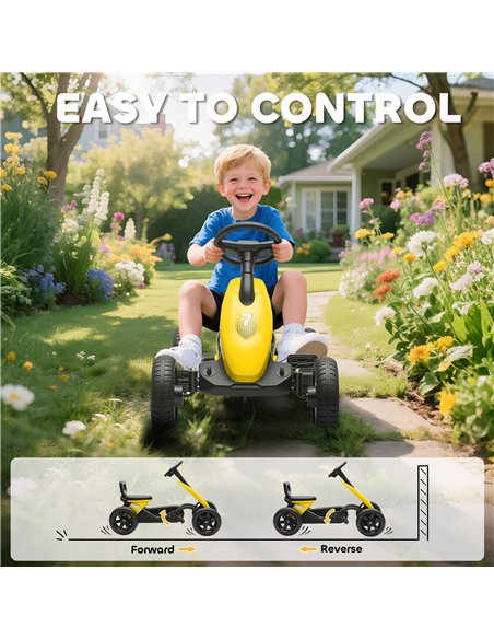 AIYAPLAY Pedal Go Kart for Kids 2-5 Years, with Silent EVA Wheels, Metal Frame, Yellow - pic 175466 | FastDaddyshop