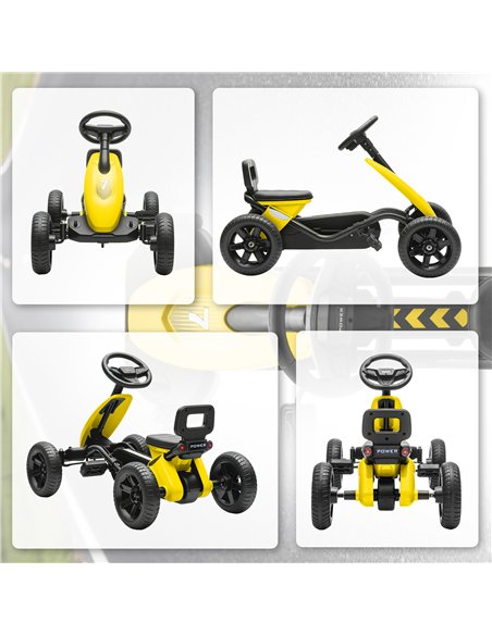 AIYAPLAY Pedal Go Kart for Kids 2-5 Years, with Silent EVA Wheels, Metal Frame, Yellow - pic 175467 | FastDaddyshop