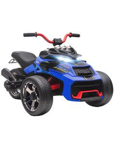 AIYAPLAY 12V Kids Electric Ride On Car with 3 Wheeler, MP3 Player, Horn, 2 Speeds, LED Lights for Boys & Girls Ages 3-8, Blue