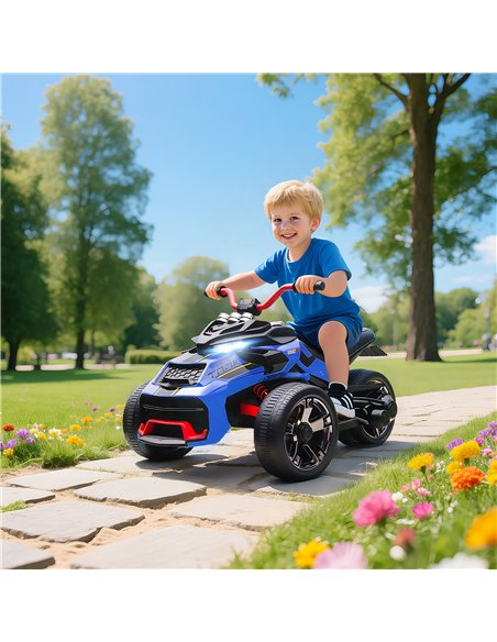 AIYAPLAY 12V Kids Electric Ride On Car with 3 Wheeler, MP3 Player, Horn, 2 Speeds, LED Lights for Boys & Girls Ages 3-8, Blue - pic 175471 | FastDaddyshop