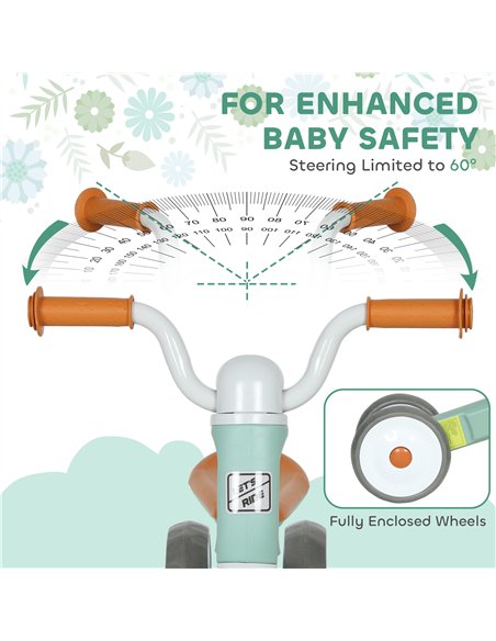 AIYAPLAY Toddler Balance Bike with No Pedal, 3 Silence Wheels for 12-36 Months Boys and Girls, Indoor Outdoor, Green - pic 175492 | FastDaddyshop