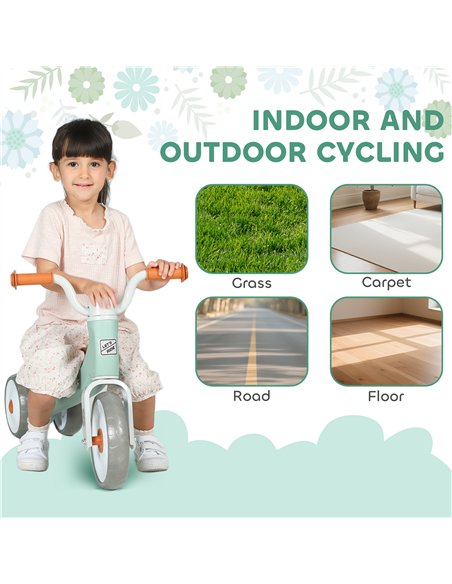 AIYAPLAY Toddler Balance Bike with No Pedal, 3 Silence Wheels for 12-36 Months Boys and Girls, Indoor Outdoor, Green - pic 175494 | FastDaddyshop