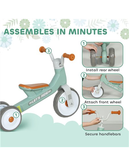 AIYAPLAY Toddler Balance Bike with No Pedal, 3 Silence Wheels for 12-36 Months Boys and Girls, Indoor Outdoor, Green - pic 175495 | FastDaddyshop