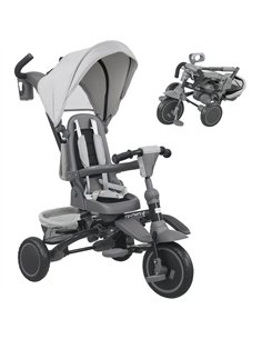 AIYAPLAY 6 in 1 Foldable Kids Trike with Adjustable Parent Handle & Canopy for Ages 1-5, Grey