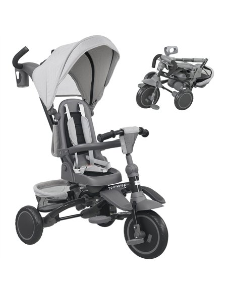 AIYAPLAY 6 in 1 Foldable Kids Trike with Adjustable Parent Handle & Canopy for Ages 1-5, Grey - pic 175497 | FastDaddyshop