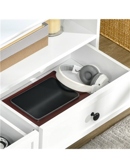 HOMCOM Modern TV Unit Cabinet for TVs up to 45 Inches, TV Stand with Drawers, Open Shelves, Cable Holes for Living Room, White - pic 17550 | FastDaddyshop