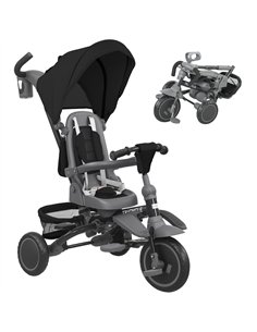 AIYAPLAY 6 in 1 Foldable Kids Trike with Adjustable Parent Handle & Canopy for Ages 1-5, Black