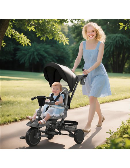 AIYAPLAY 6 in 1 Foldable Kids Trike with Adjustable Parent Handle & Canopy for Ages 1-5, Black - pic 175516 | FastDaddyshop