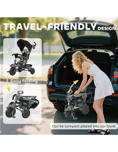 AIYAPLAY 6 in 1 Foldable Kids Trike with Adjustable Parent Handle & Canopy for Ages 1-5, Black - pic 175522 | FastDaddyshop