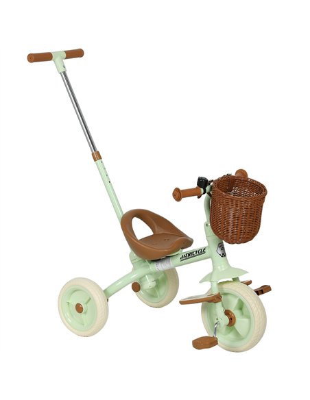 AIYAPLAY 2-In-1 Toddler Trike for 2-5 Years Old, 3 Wheel Bike with Adjustable Parent Handle, Basket for Boys and Girls, Green - pic 175524 | FastDaddyshop