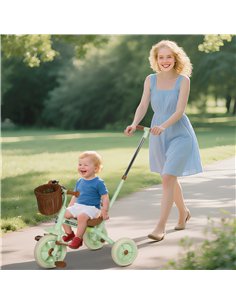 AIYAPLAY 2-In-1 Toddler Trike for 2-5 Years Old, 3 Wheel Bike with Adjustable Parent Handle, Basket for Boys and Girls, Green 2