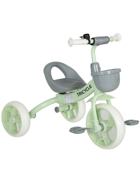AIYAPLAY Kids Trike, Toddler Tricycle with Front Basket and EVA Wheels for Ages 2-5 Years, Indoor Outdoor for Boys Girls, Green - pic 175533 | FastDaddyshop