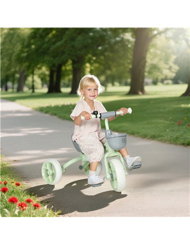 AIYAPLAY Kids Trike, Toddler Tricycle with Front Basket and EVA Wheels for Ages 2-5 Years, Indoor Outdoor for Boys Girls, Green