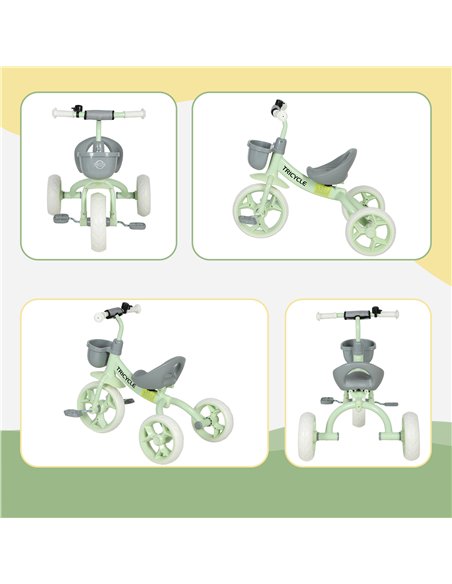 AIYAPLAY Kids Trike, Toddler Tricycle with Front Basket and EVA Wheels for Ages 2-5 Years, Indoor Outdoor for Boys Girls, Green - pic 175540 | FastDaddyshop