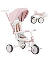 AIYAPLAY 5 in 1 Kids Trike with Adjustable Backrest, Toddler Tricycle with Push Handlebar, Adjustable Backrest, Pink