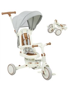 AIYAPLAY 5 in 1 Kids Trike with Adjustable Backrest, Toddler Tricycle with Push Handlebar, Adjustable Backrest, Pink