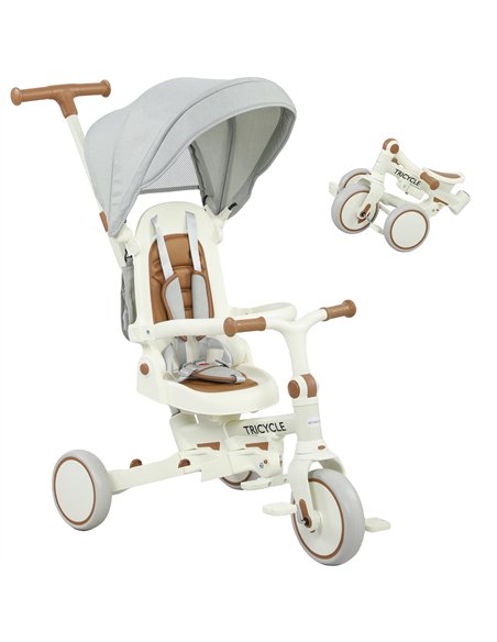 AIYAPLAY 5 in 1 Kids Trike with Adjustable Backrest, Toddler Tricycle with Push Handlebar, Adjustable Backrest, Pink - pic 175560 | FastDaddyshop