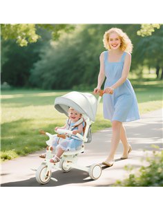 AIYAPLAY 5 in 1 Kids Trike with Adjustable Backrest, Toddler Tricycle with Push Handlebar, Adjustable Backrest, Pink 2