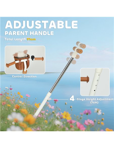 AIYAPLAY 2-In-1 Toddler Trike for 2-5 Years Old, 3 Wheel Bike with Adjustable Parent Handle, Basket for Boys and Girls, White - pic 175573 | FastDaddyshop