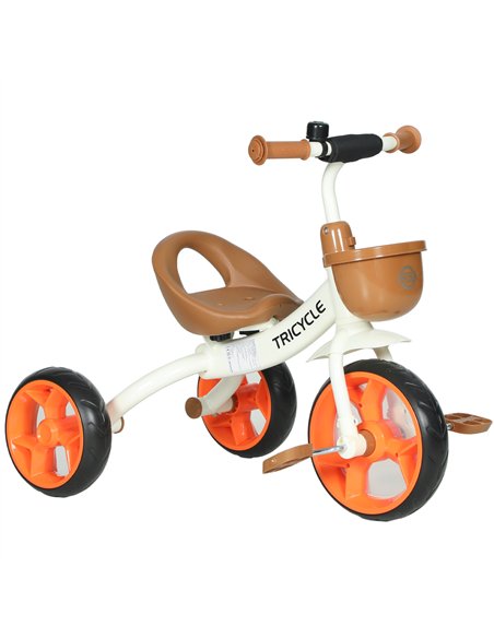 AIYAPLAY Kids Trike, Toddler Tricycle with Front Basket and EVA Wheels for Ages 2-5 Years, Indoor Outdoor for Boys Girls, Orange - pic 175578 | FastDaddyshop