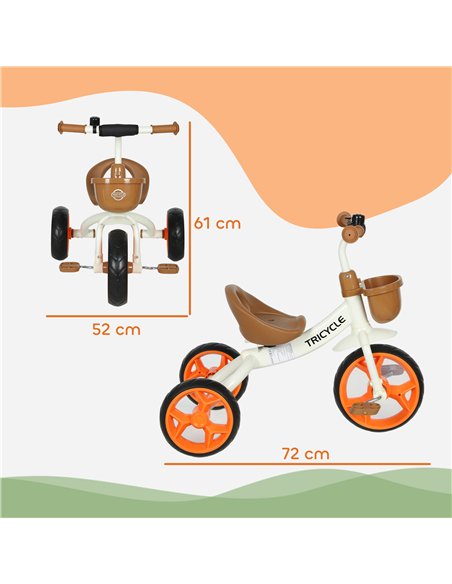 AIYAPLAY Kids Trike, Toddler Tricycle with Front Basket and EVA Wheels for Ages 2-5 Years, Indoor Outdoor for Boys Girls, Orange - pic 175580 | FastDaddyshop