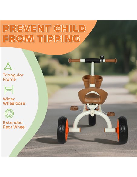 AIYAPLAY Kids Trike, Toddler Tricycle with Front Basket and EVA Wheels for Ages 2-5 Years, Indoor Outdoor for Boys Girls, Orange - pic 175582 | FastDaddyshop