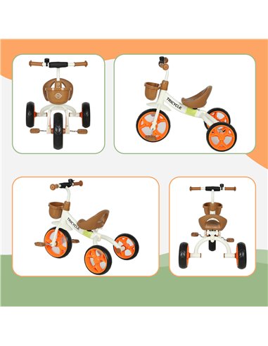 AIYAPLAY Kids Trike, Toddler Tricycle with Front Basket and EVA Wheels for Ages 2-5 Years, Indoor Outdoor for Boys Girls, Orange