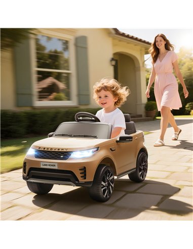 AIYAPLAY Land Rover Discovery Licensed 12V Kids Electric Car with Remote, 4 Wheel Suspension, Slow Start, Lights, Music, Khaki