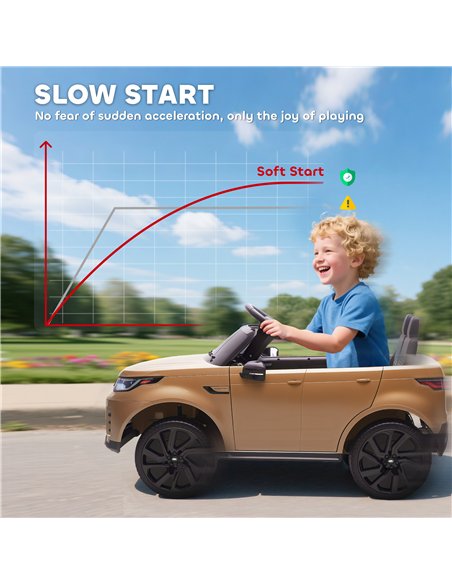 AIYAPLAY Land Rover Discovery Licensed 12V Kids Electric Car with Remote, 4 Wheel Suspension, Slow Start, Lights, Music, Khaki - pic 175592 | FastDaddyshop