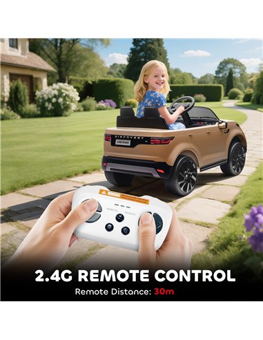 AIYAPLAY Land Rover Discovery Licensed 12V Kids Electric Car with Remote, 4 Wheel Suspension, Slow Start, Lights, Music, Khaki