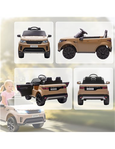 AIYAPLAY Land Rover Discovery Licensed 12V Kids Electric Car with Remote, 4 Wheel Suspension, Slow Start, Lights, Music, Khaki