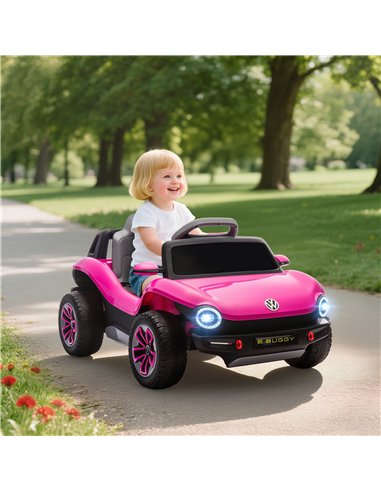 AIYAPLAY Volkswagen Licensed Kids Electric Car with Remote Control for Ages 3-6 Years, Pink