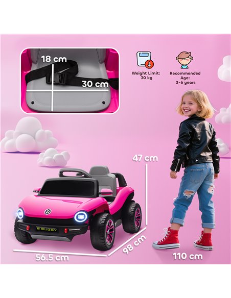 AIYAPLAY Volkswagen Licensed Kids Electric Car with Remote Control for Ages 3-6 Years, Pink - pic 175598 | FastDaddyshop
