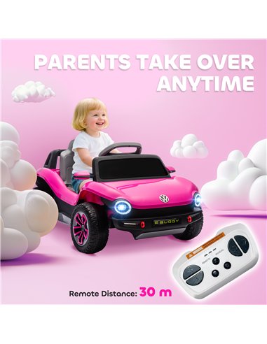 AIYAPLAY Volkswagen Licensed Kids Electric Car with Remote Control for Ages 3-6 Years, Pink