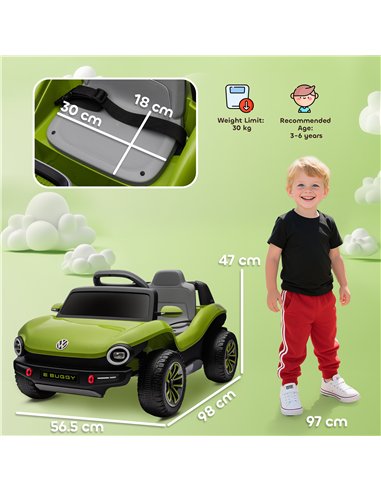 AIYAPLAY Volkswagen Licensed Kids Electric Car with Remote Control for Ages 3-6 Years, Green