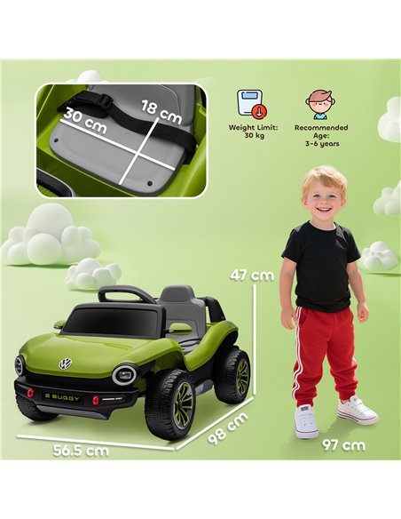 AIYAPLAY Volkswagen Licensed Kids Electric Car with Remote Control for Ages 3-6 Years, Green - pic 175607 | FastDaddyshop