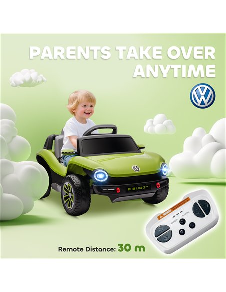 AIYAPLAY Volkswagen Licensed Kids Electric Car with Remote Control for Ages 3-6 Years, Green - pic 175609 | FastDaddyshop