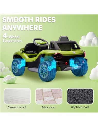 AIYAPLAY Volkswagen Licensed Kids Electric Car with Remote Control for Ages 3-6 Years, Green