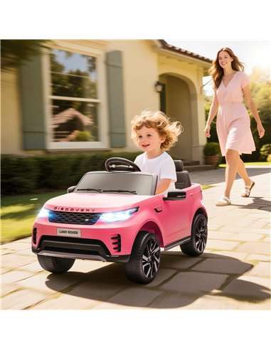 AIYAPLAY Land Rover Discovery Licensed 12V Kids Electric Car with Remote, 4 Wheel Suspension, Slow Start, Lights, Music, Pink