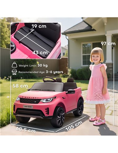 AIYAPLAY Land Rover Discovery Licensed 12V Kids Electric Car with Remote, 4 Wheel Suspension, Slow Start, Lights, Music, Pink