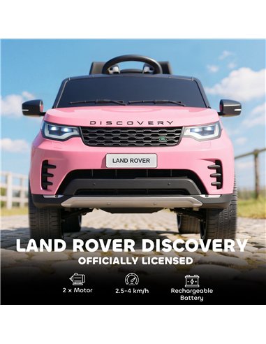 AIYAPLAY Land Rover Discovery Licensed 12V Kids Electric Car with Remote, 4 Wheel Suspension, Slow Start, Lights, Music, Pink
