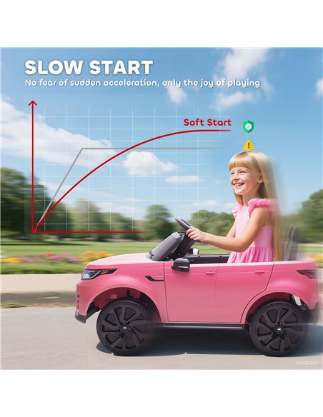 AIYAPLAY Land Rover Discovery Licensed 12V Kids Electric Car with Remote, 4 Wheel Suspension, Slow Start, Lights, Music, Pink - pic 175619 | FastDaddyshop