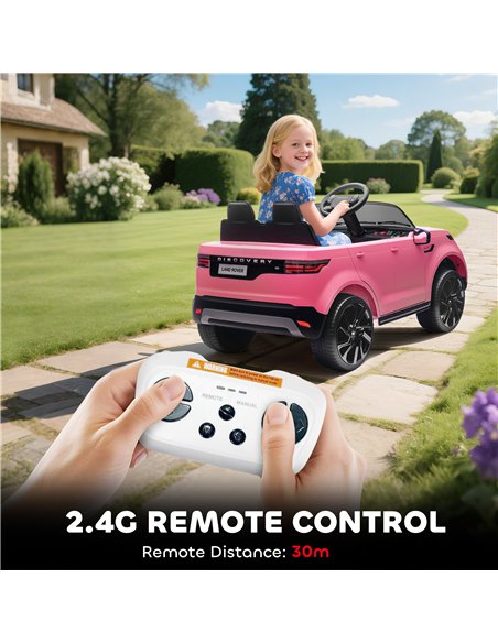 AIYAPLAY Land Rover Discovery Licensed 12V Kids Electric Car with Remote, 4 Wheel Suspension, Slow Start, Lights, Music, Pink - pic 175620 | FastDaddyshop