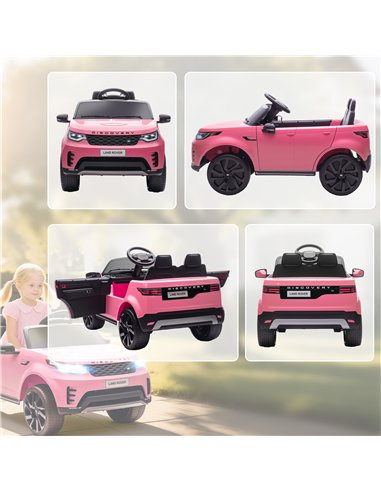 AIYAPLAY Land Rover Discovery Licensed 12V Kids Electric Car with Remote, 4 Wheel Suspension, Slow Start, Lights, Music, Pink