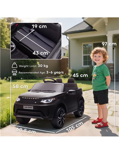 AIYAPLAY Land Rover Discovery Licensed 12V Kids Electric Car with Remote, 4 Wheel Suspension, Slow Start, Lights, Music, Black