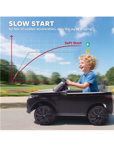AIYAPLAY Land Rover Discovery Licensed 12V Kids Electric Car with Remote, 4 Wheel Suspension, Slow Start, Lights, Music, Black