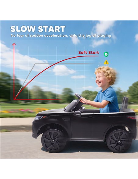 AIYAPLAY Land Rover Discovery Licensed 12V Kids Electric Car with Remote, 4 Wheel Suspension, Slow Start, Lights, Music, Black - pic 175628 | FastDaddyshop