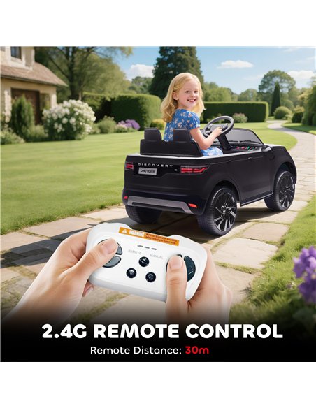 AIYAPLAY Land Rover Discovery Licensed 12V Kids Electric Car with Remote, 4 Wheel Suspension, Slow Start, Lights, Music, Black - pic 175629 | FastDaddyshop