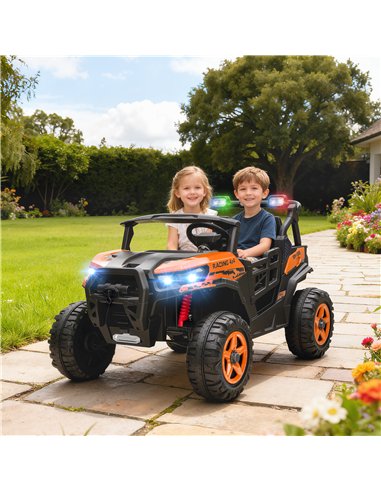 AIYAPLAY 24V Electric Ride on Car, 2-Seater Electric Car for Kids with Remote, Bluetooth, Soft Start, Suspension Spring, Orange