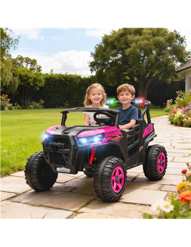 AIYAPLAY 24V Electric Ride on Car, 2-Seater Electric Car for Kids with Remote, Bluetooth, Soft Start, Suspension Spring, Pink